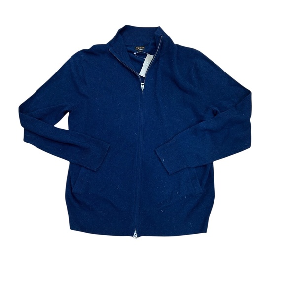 NWT Men's J.CREW 100% Cashmere Navy Cardigan Zip-up size M Sweater JCREW - Picture 1 of 3